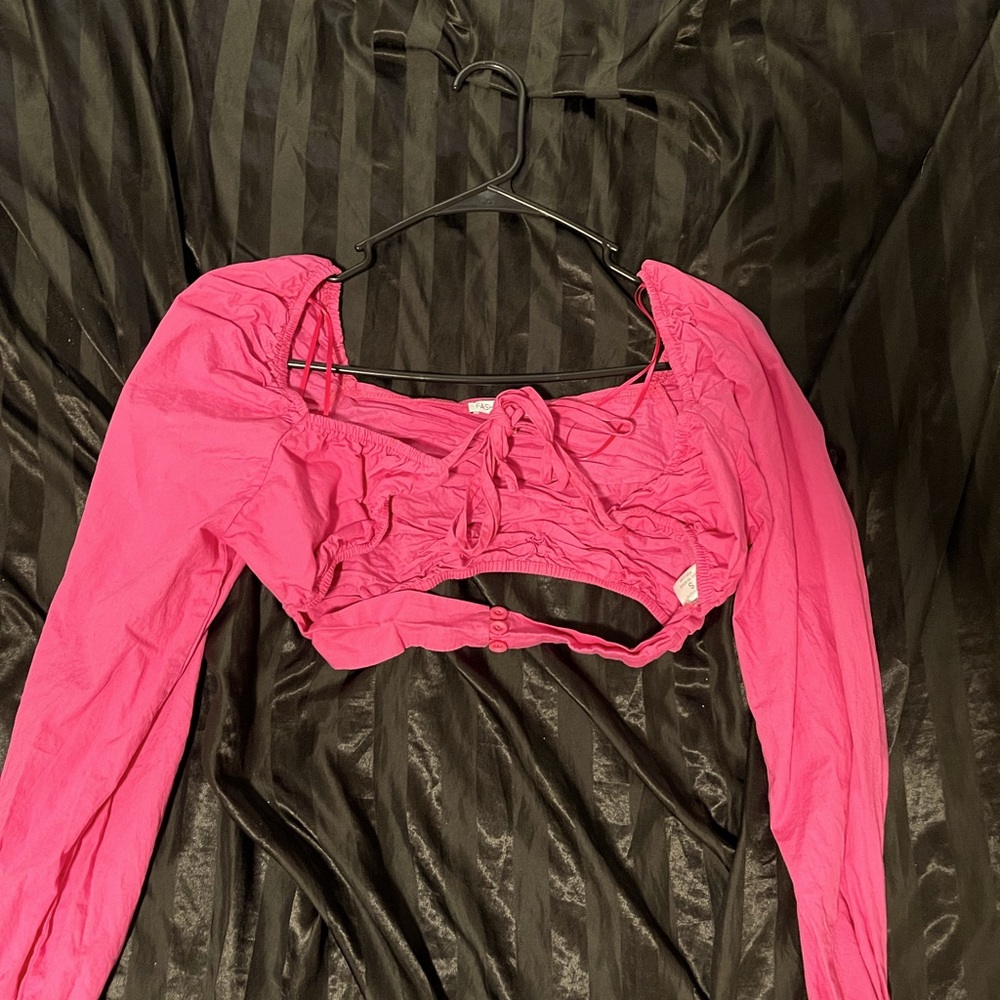 Hot pink boob-cut out crop top
